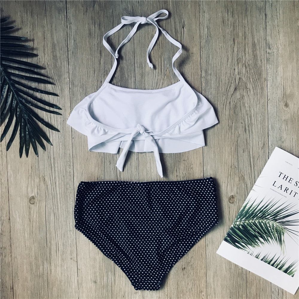 Dívčí bikiny s volánky a vzorem