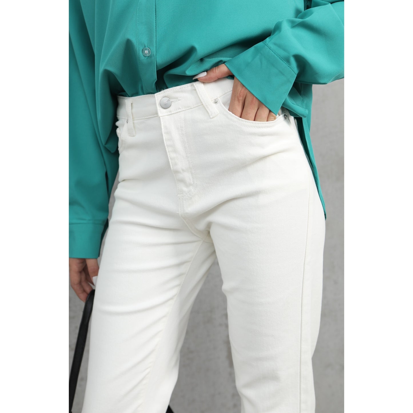 Dámské bílé high waisted džíny