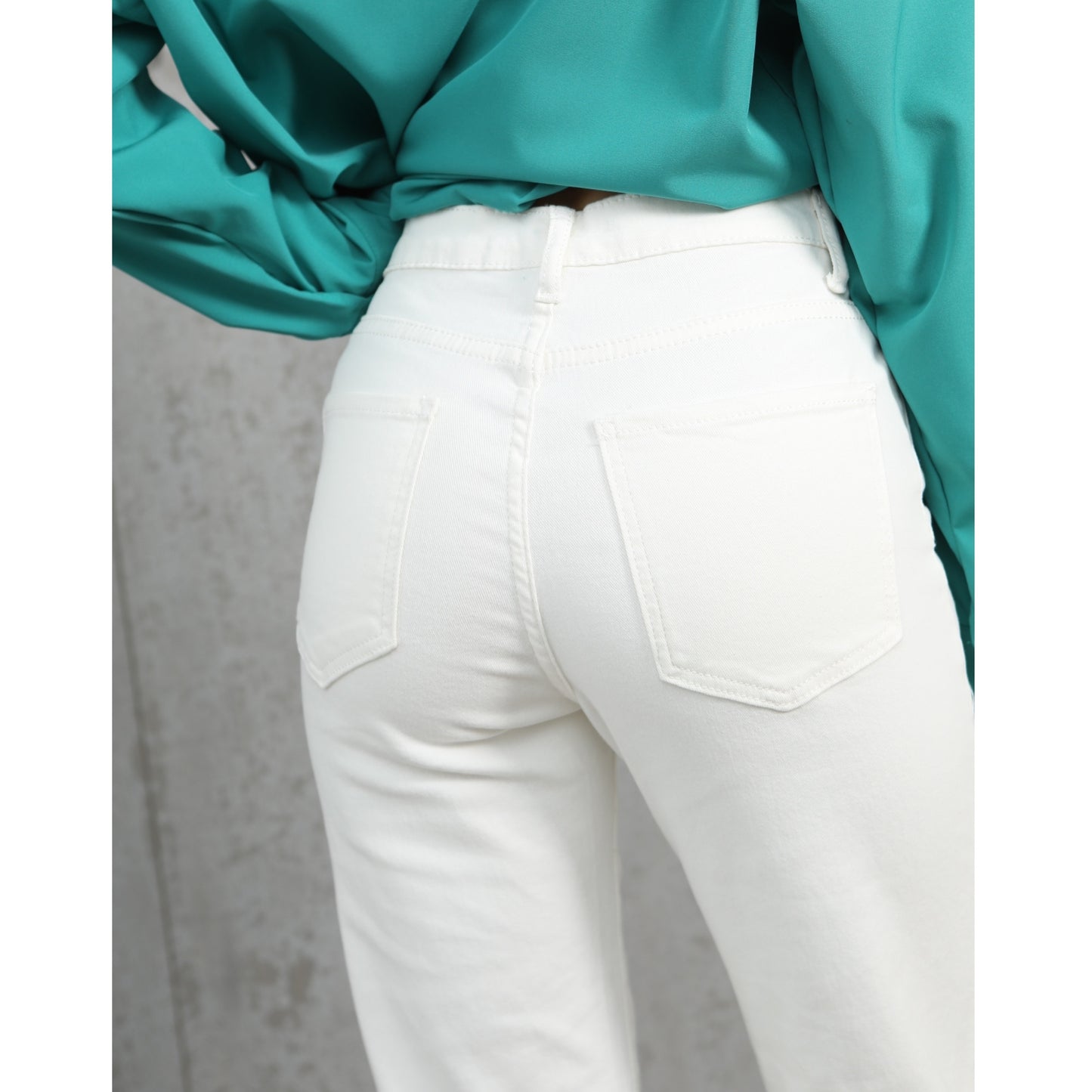 Dámské bílé high waisted džíny