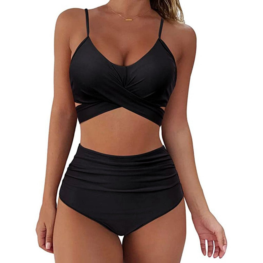 Dámské high waisted plavky se vzorem
