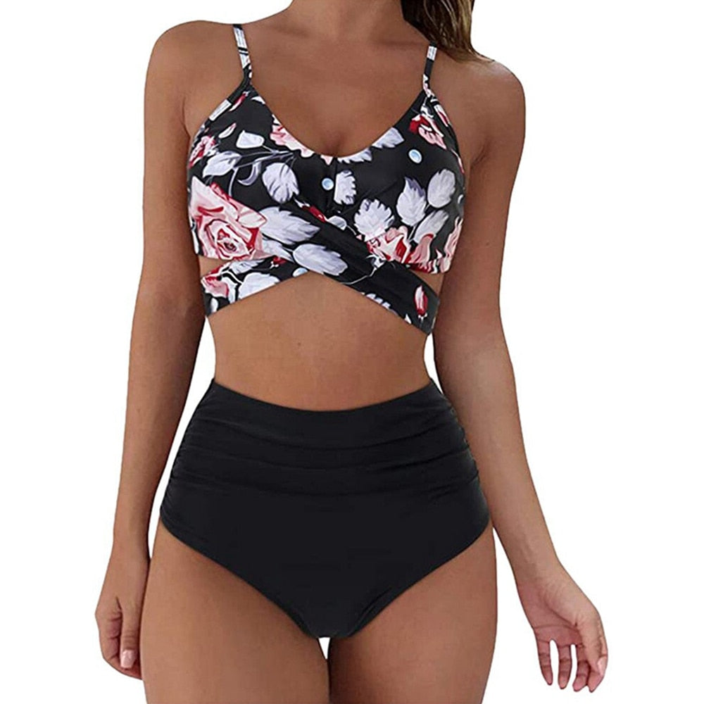 Dámské high waisted plavky se vzorem
