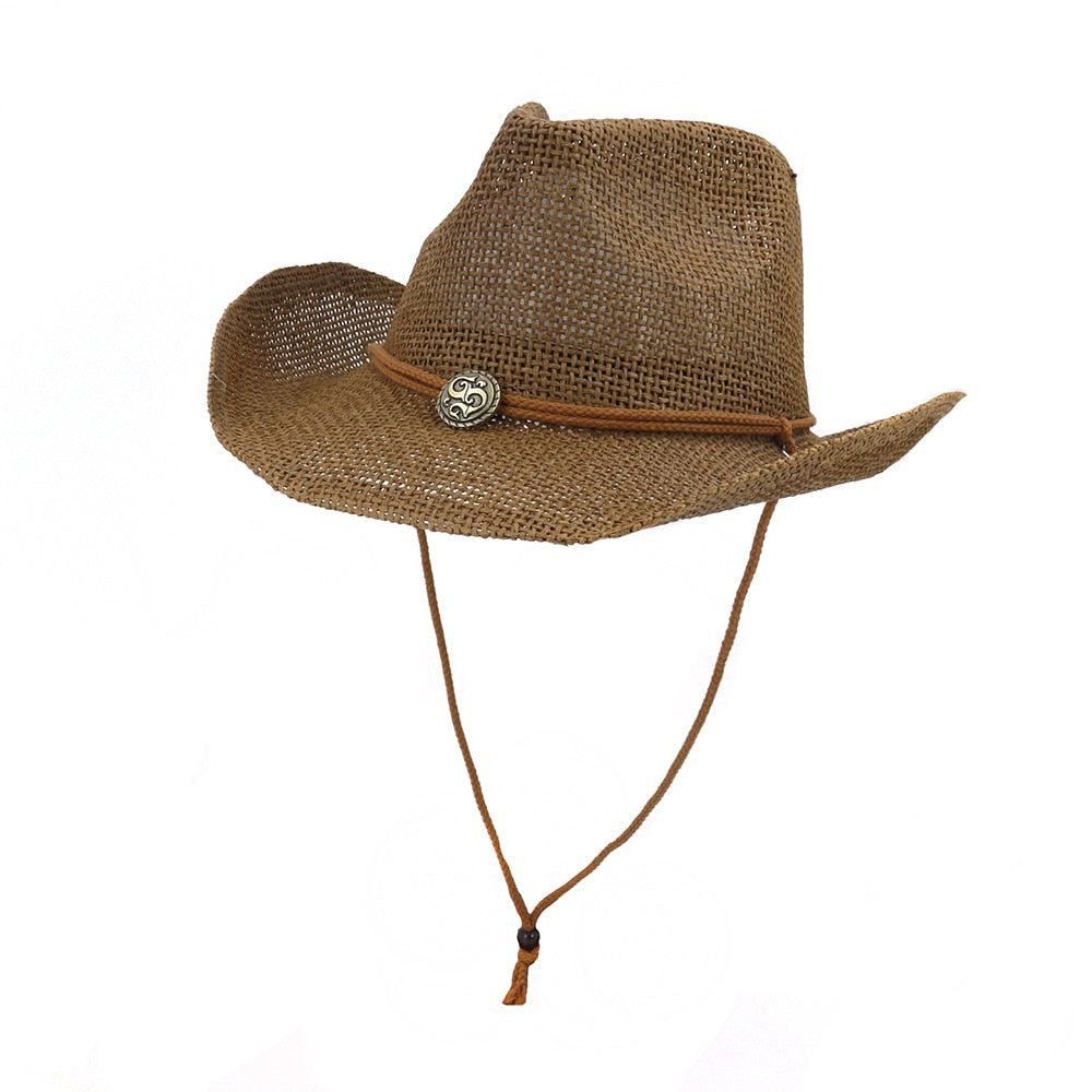 Unisex kovbojský slaměný klobouk