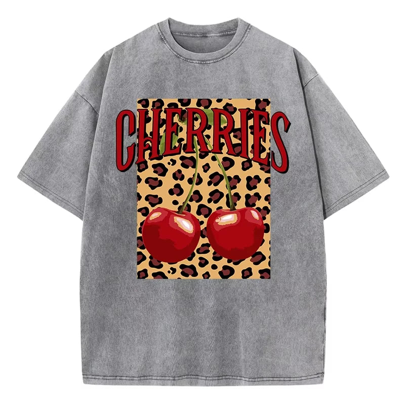 Dámské triko třešně s leopardím vzorem