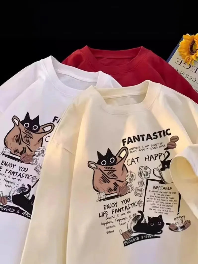 Dámské triko s textem a kočkou