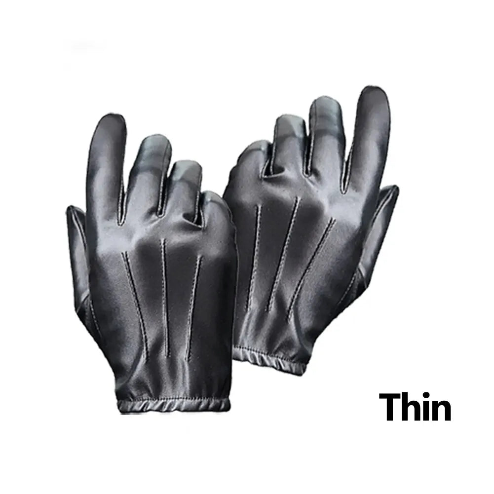 Unisex černé koženkové rukavice