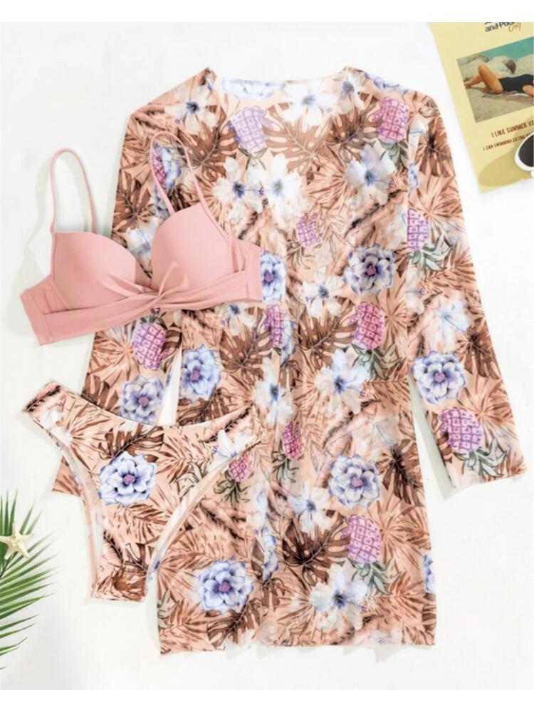 Dámské bikiny s květy s přehozem