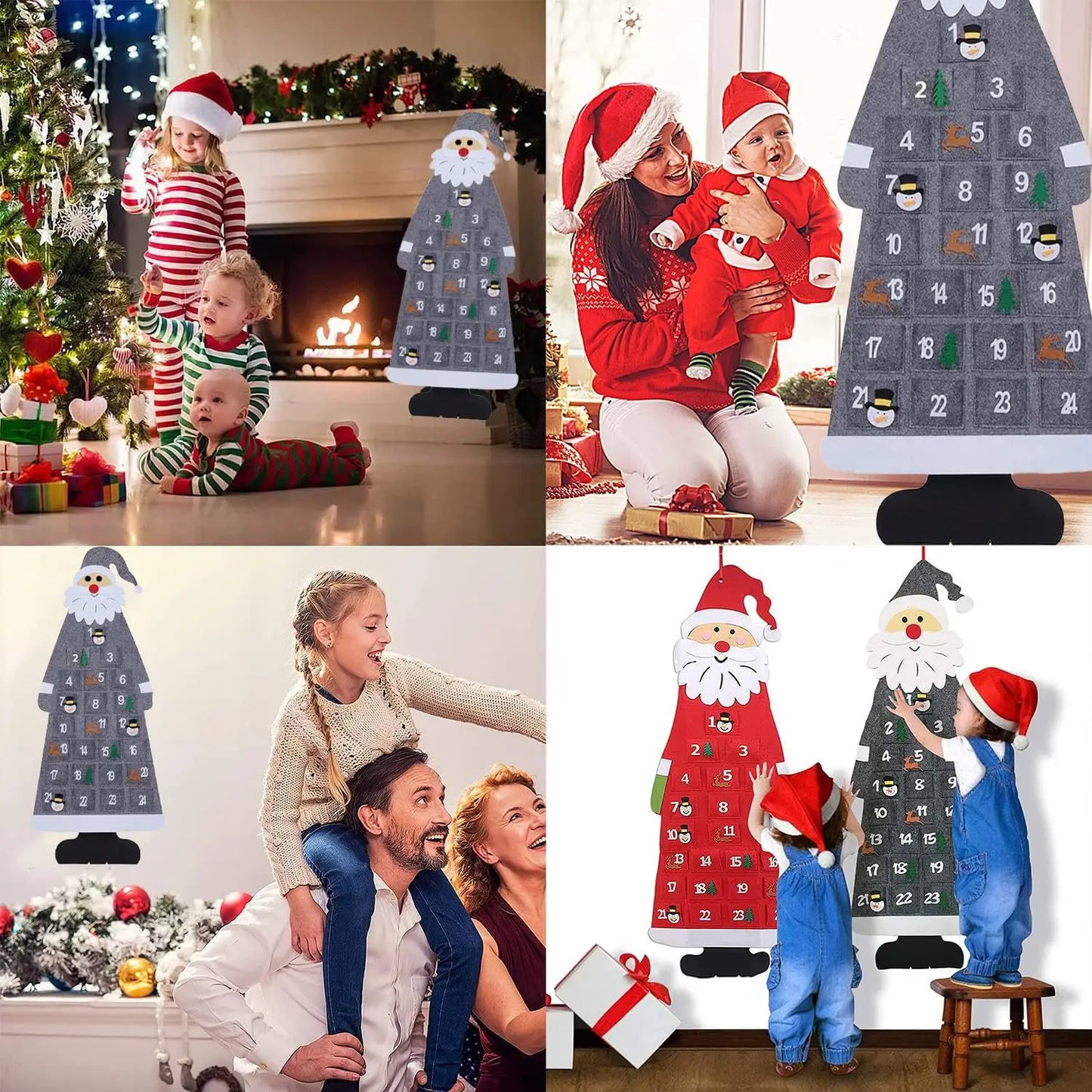Visící adventní kalendář Santa