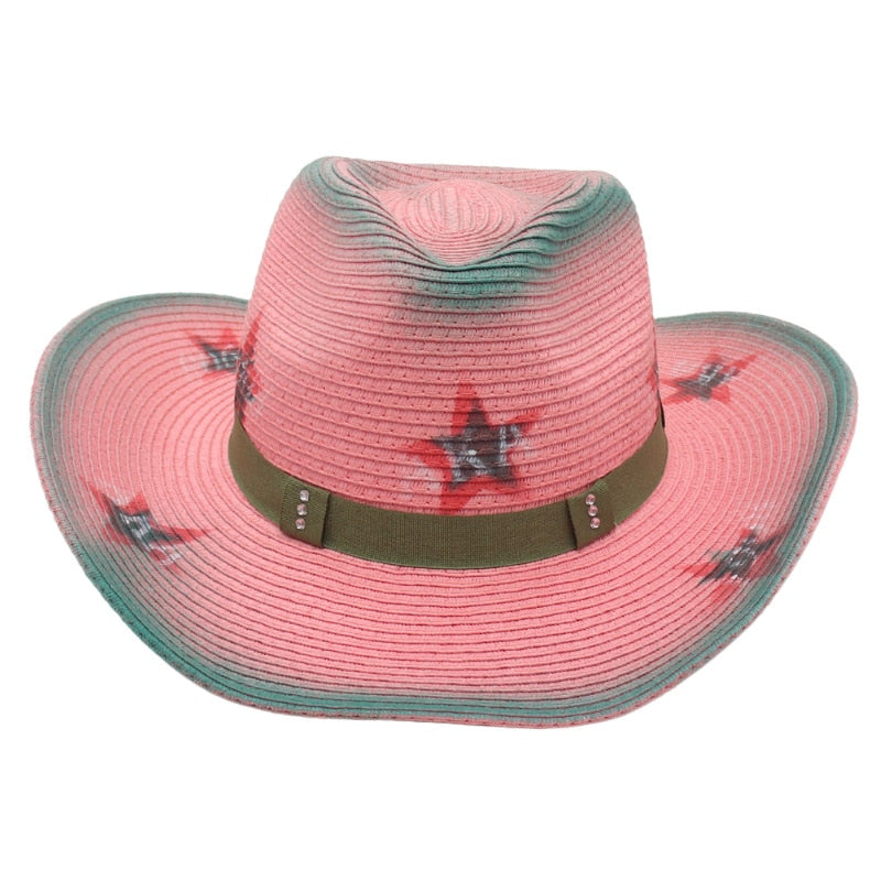 Unisex kovbojský slaměný klobouk