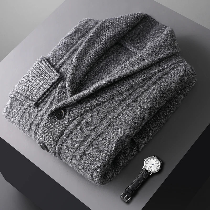 Pánský vlněný kardigan s texturou