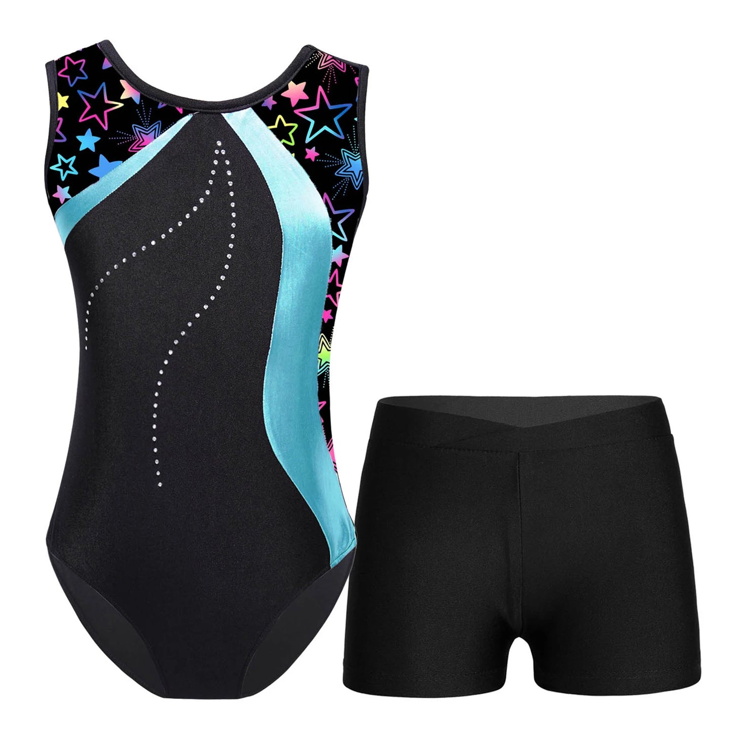 Dívčí trikot na gymnastiku s kraťasy