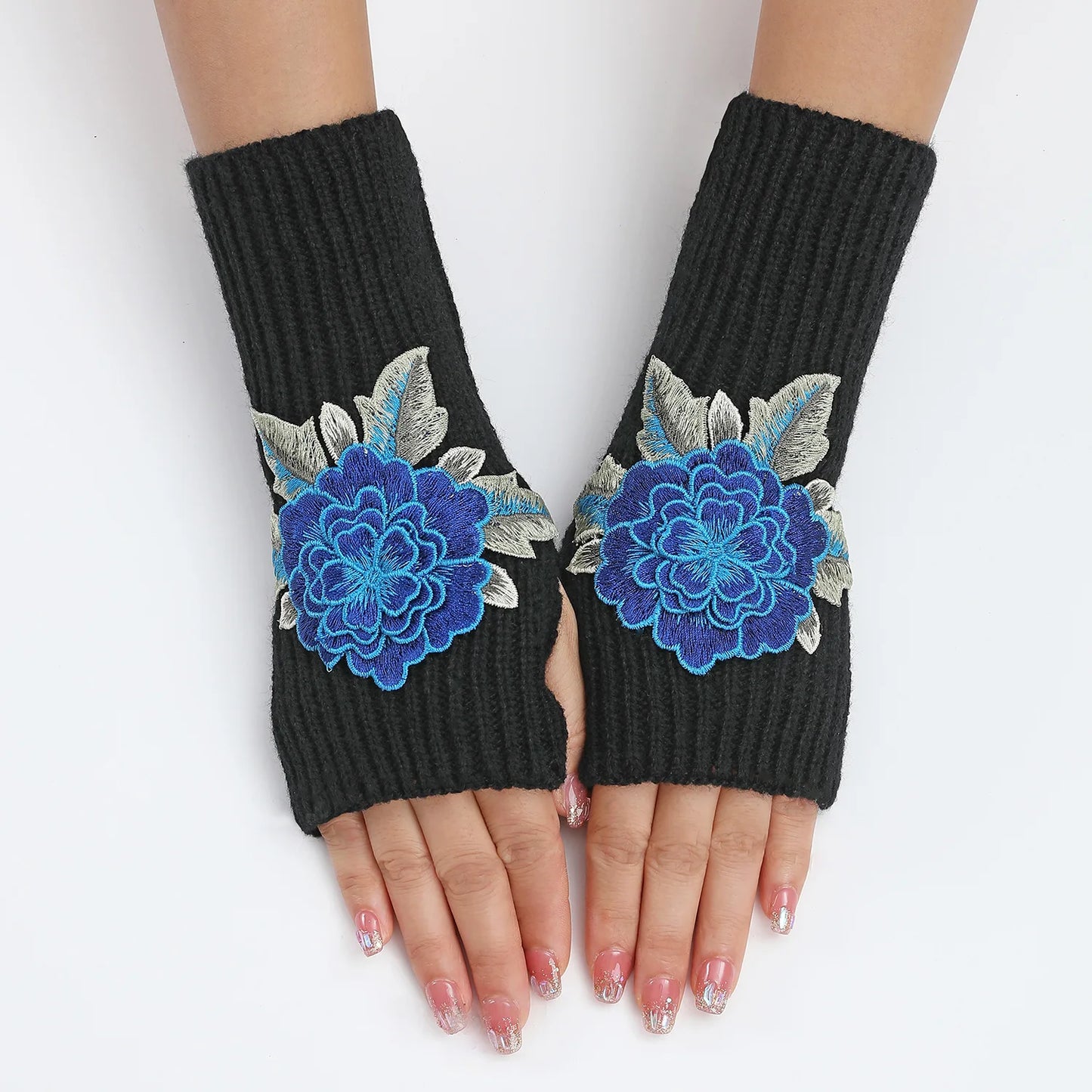 Dámské bezprsté rukavice s růží