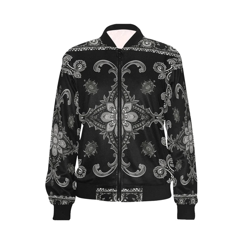 Unisex bomber s květinami
