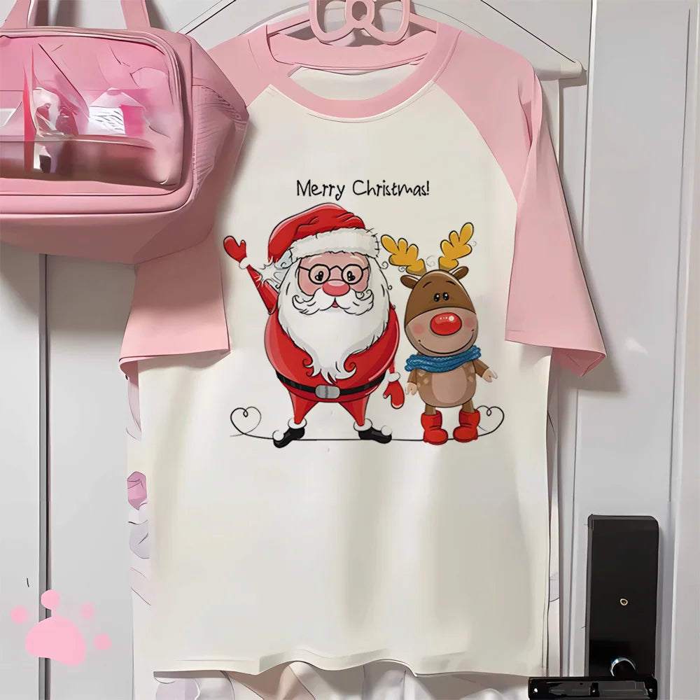 Dámské růžové vánoční triko