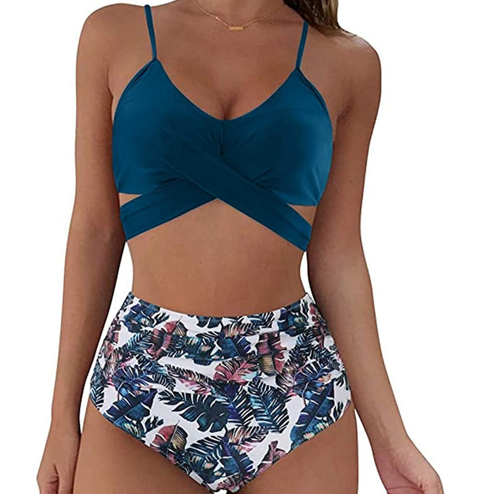 Dámské high waisted plavky se vzorem