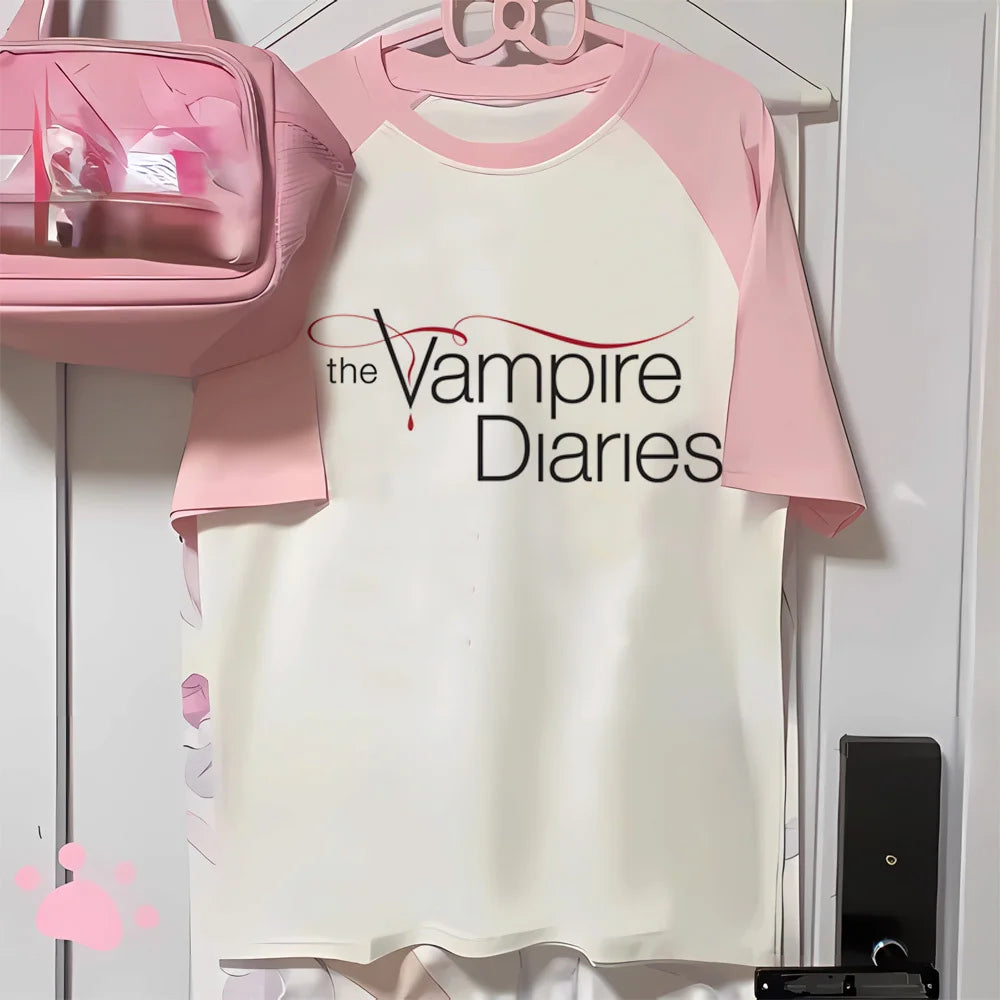 Dámské triko Upíří deníky s růžovými rukávy