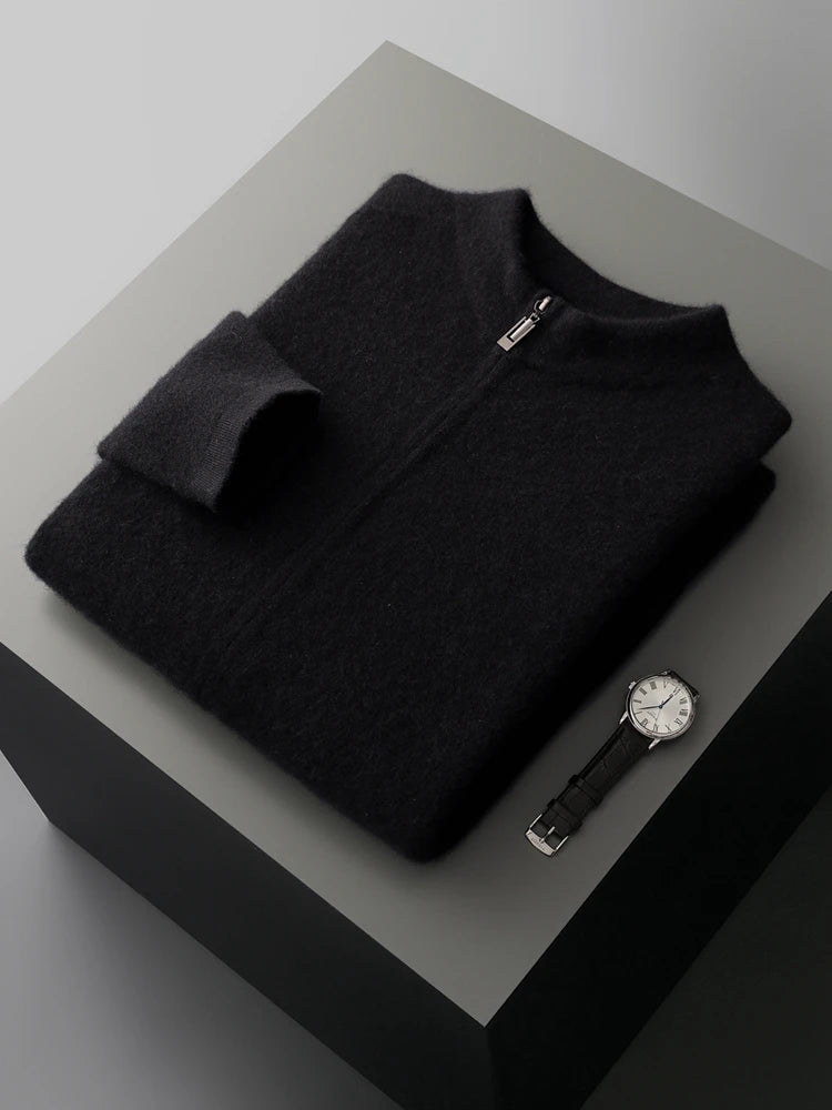 Pánský svetr se zipem 100 % merino vlna