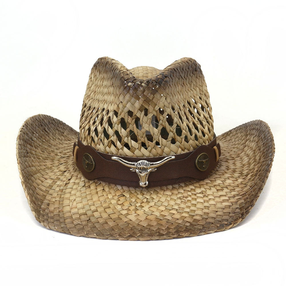 Unisex kovbojský slaměný klobouk