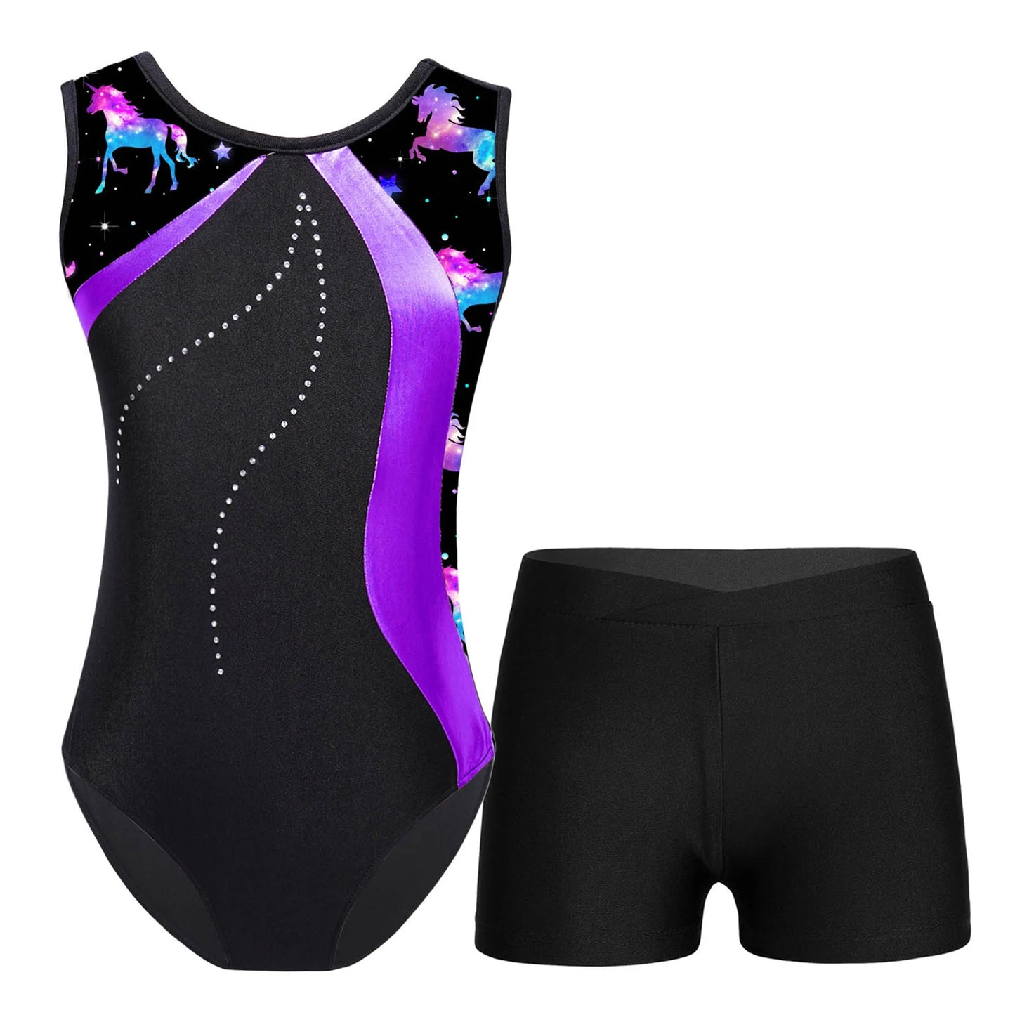 Dívčí trikot na gymnastiku s kraťasy