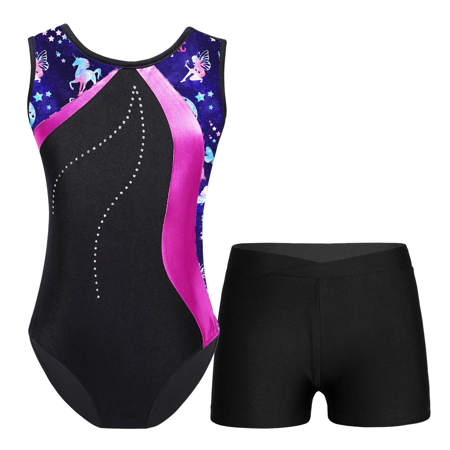 Dívčí trikot na gymnastiku s kraťasy