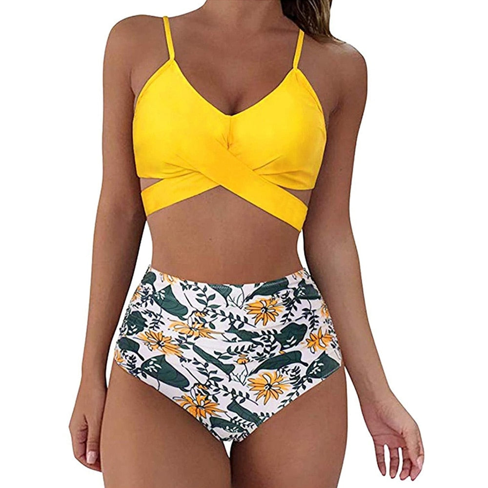 Dámské high waisted plavky se vzorem