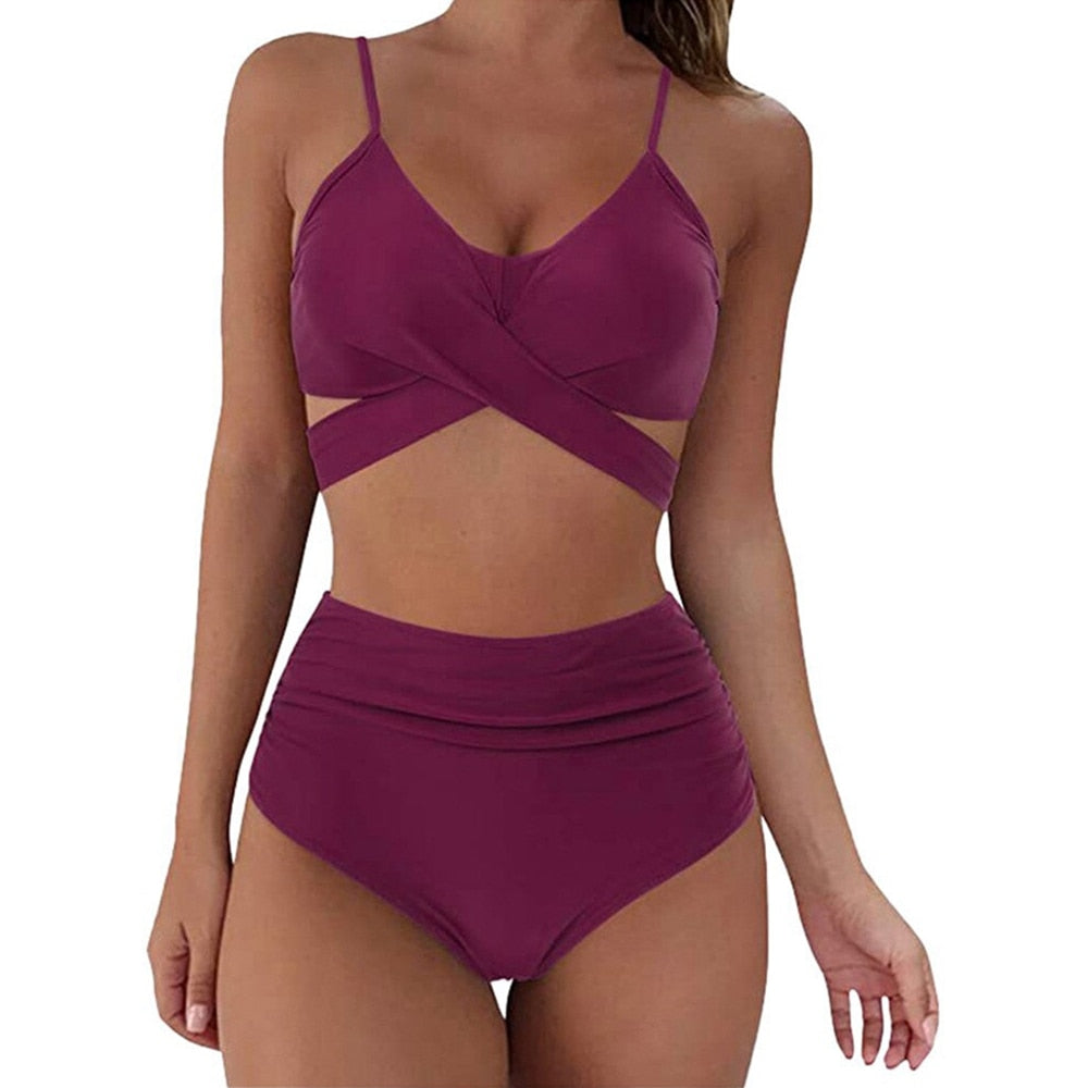 Dámské high waisted plavky se vzorem