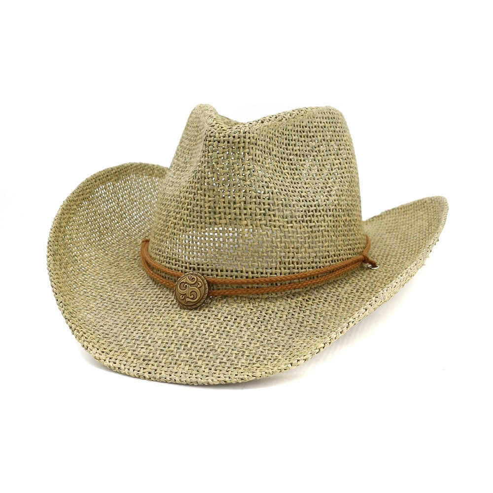 Unisex kovbojský slaměný klobouk