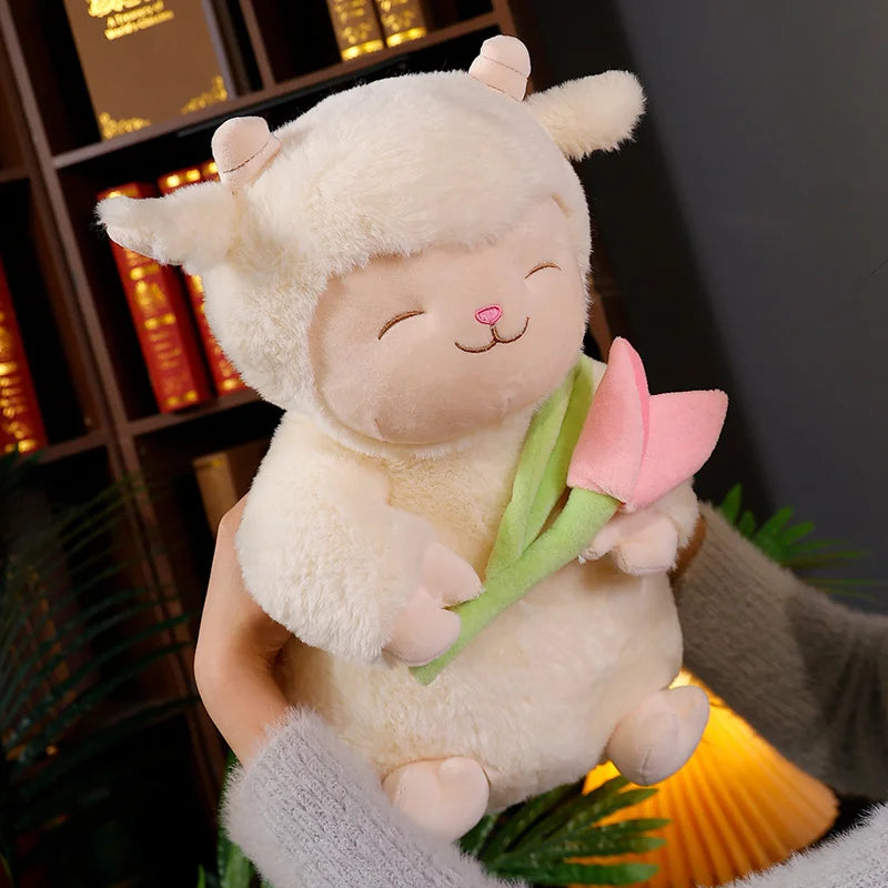 Plyšová ovečka s tulipánem