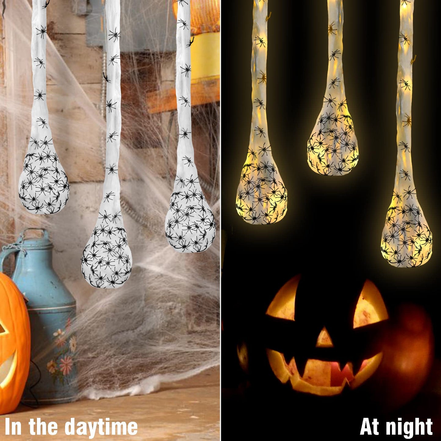 Světla na Halloween s pavouky