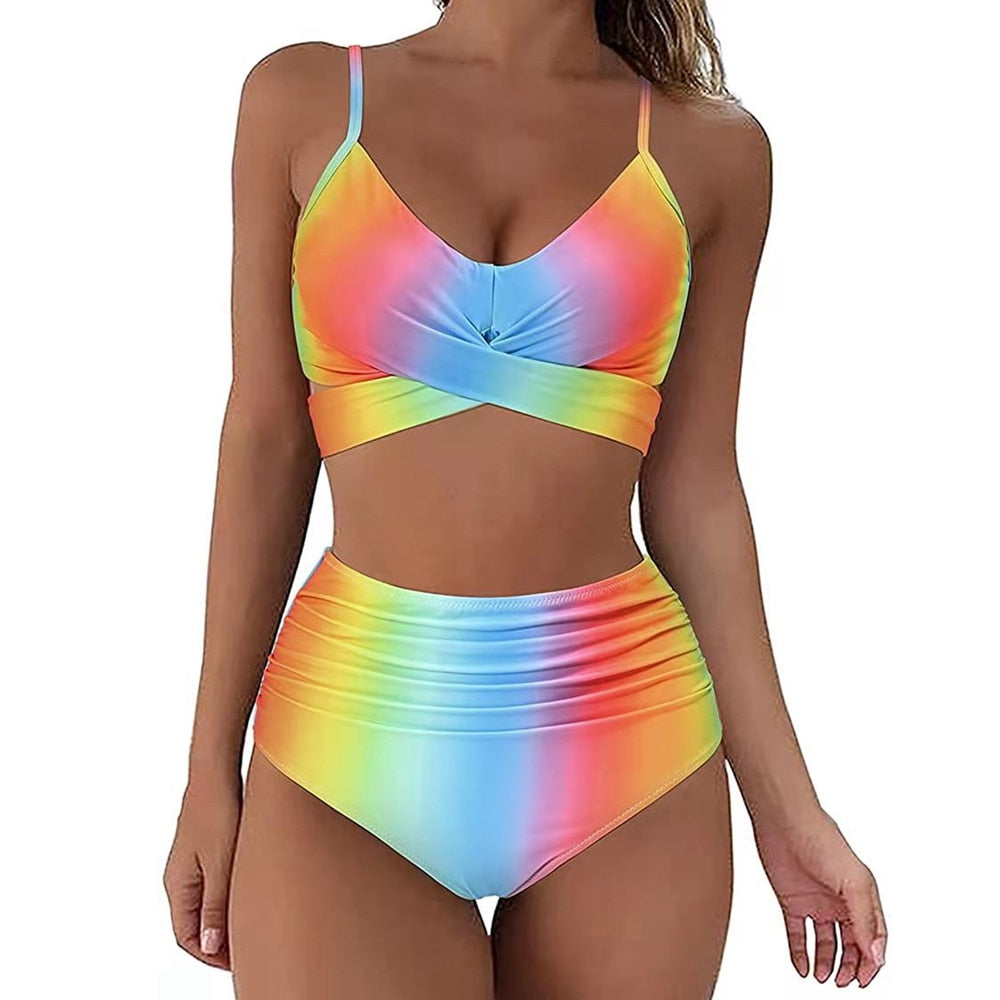 Dámské high waisted plavky se vzorem
