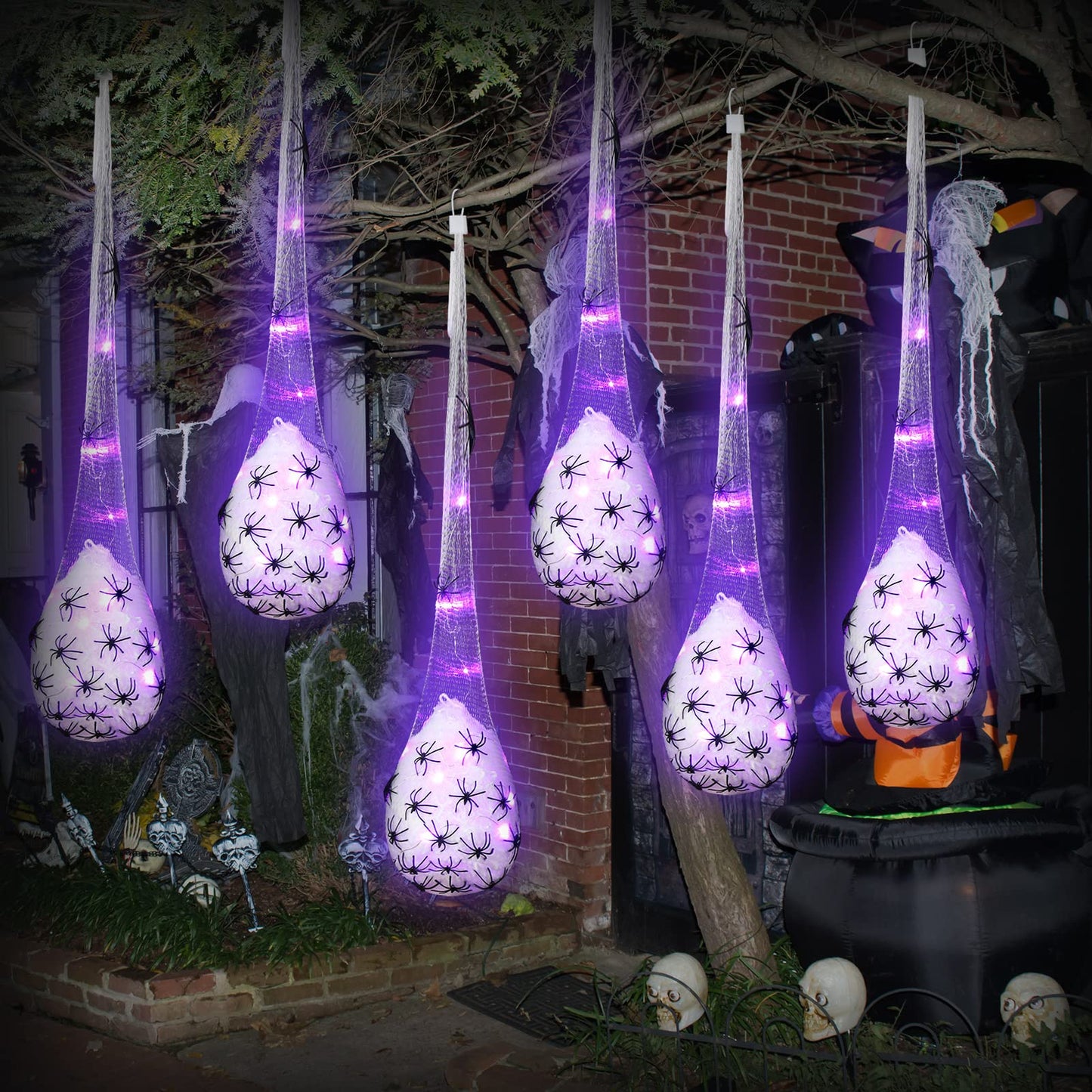 Světla na Halloween s pavouky