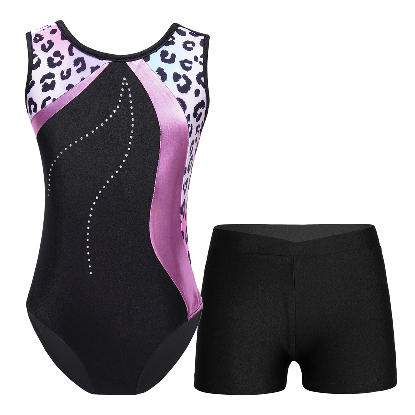 Dívčí trikot na gymnastiku s kraťasy