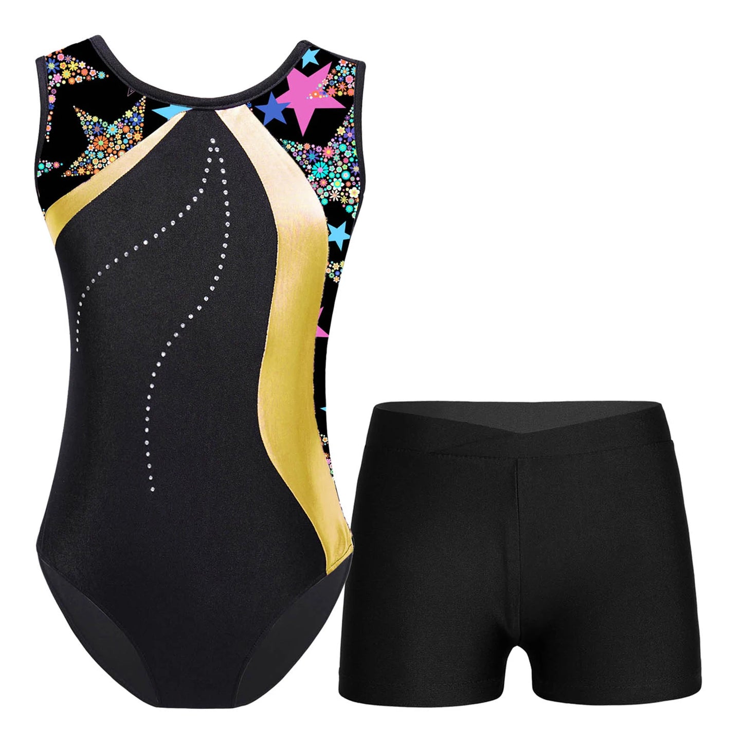 Dívčí trikot na gymnastiku s kraťasy
