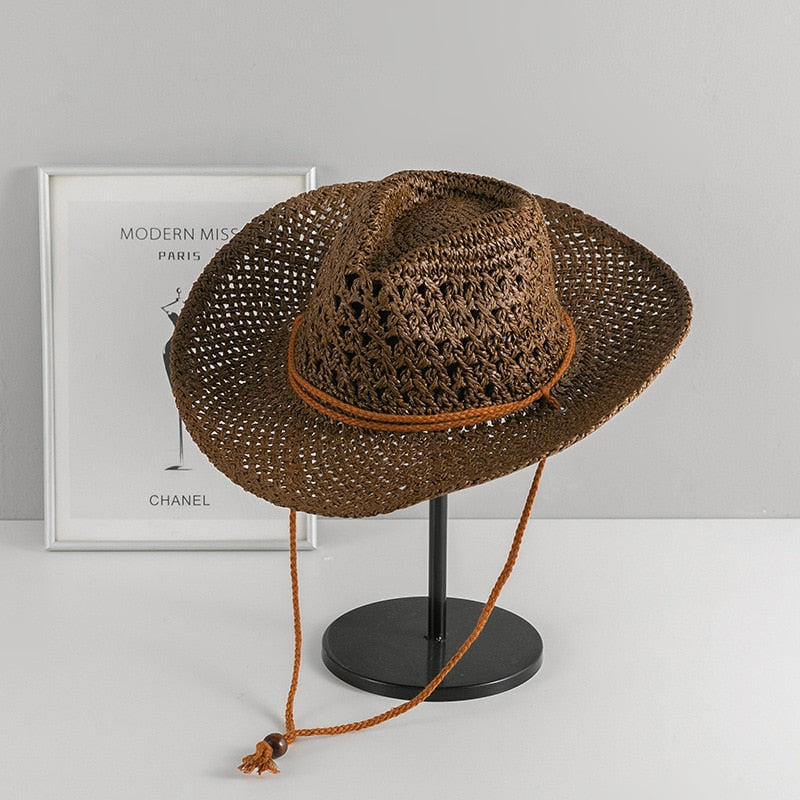 Unisex kovbojský slaměný klobouk