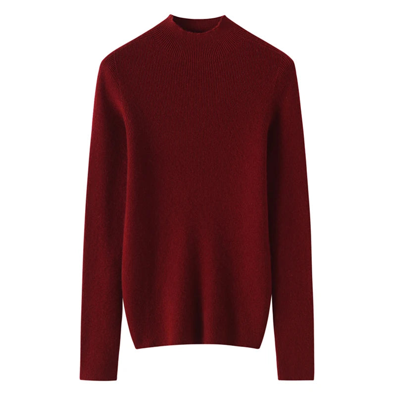 Dámský kašmírový svetr s polo rolákem