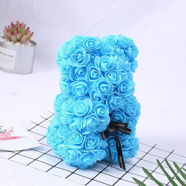 Umělý medvídek z růží 25 cm