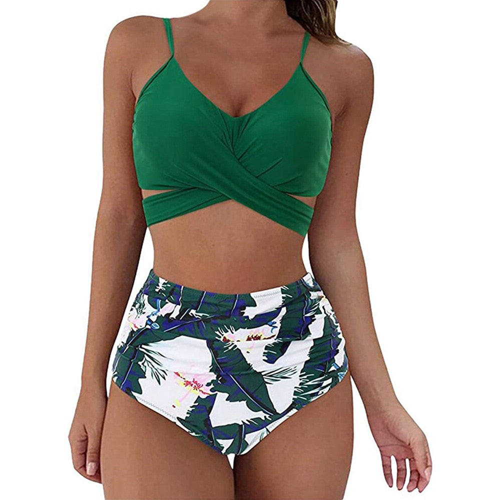 Dámské high waisted plavky se vzorem
