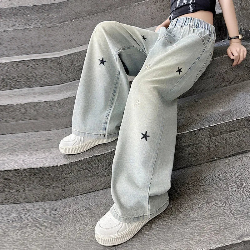 Dívčí stylové džíny s hvězdičkami