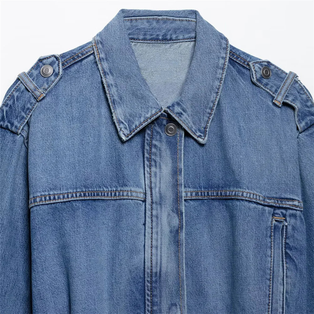 Dámská denim bunda s páskem
