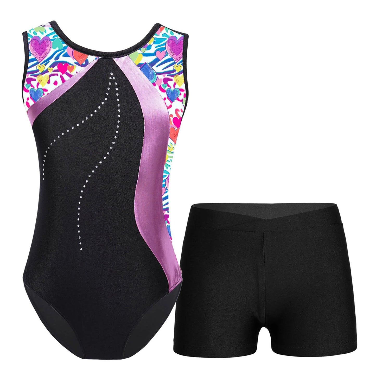 Dívčí trikot na gymnastiku s kraťasy