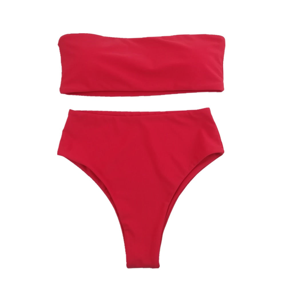 Dámské vysoké jendnobarevné bikiny