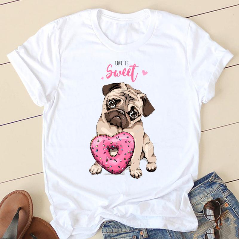 Dámské triko s potiskem psa Pug