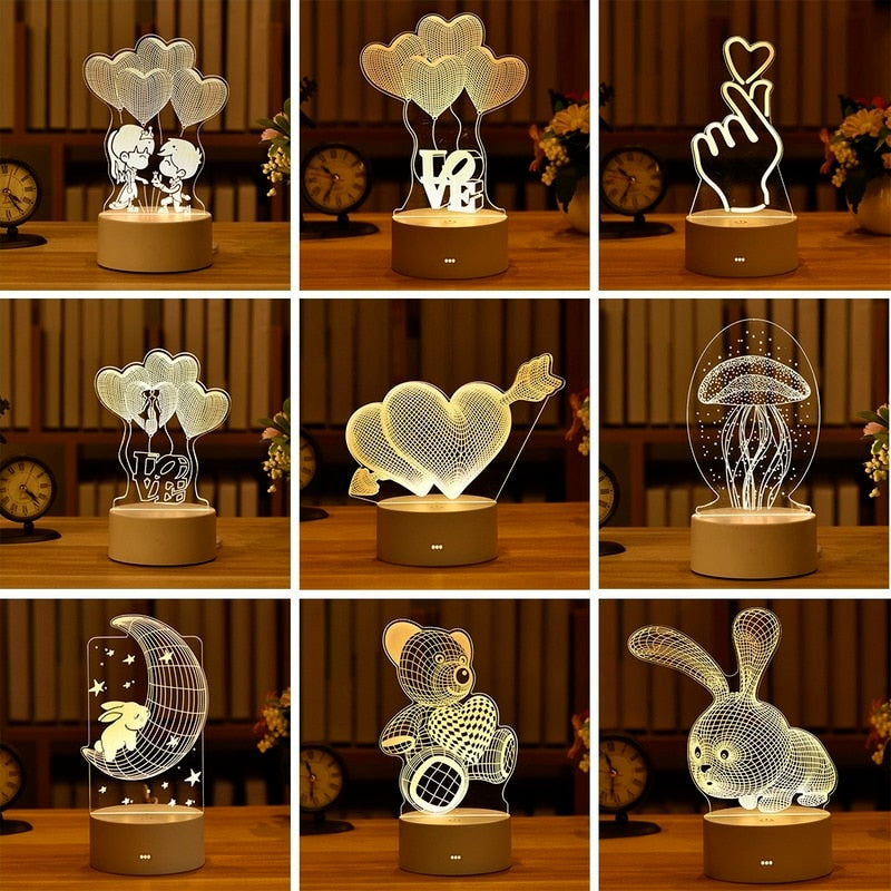 Romantická 3D lampa