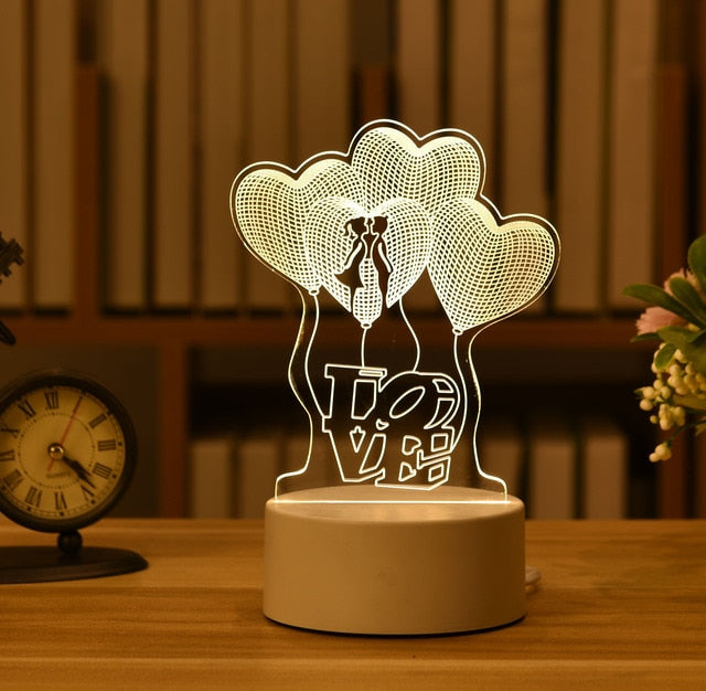 Romantická 3D lampa