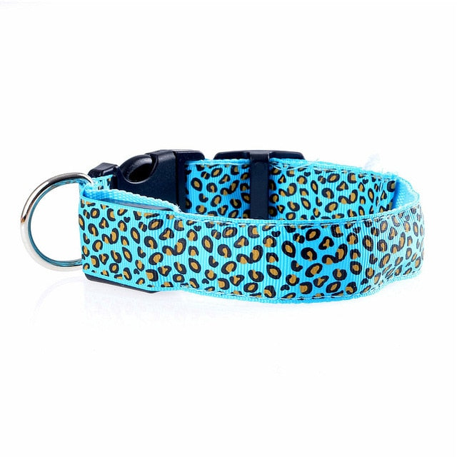 Svítící leopardí obojek