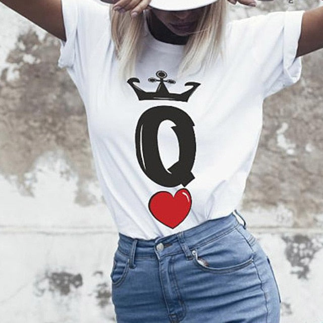 Párové triko s krátkým rukávem Queen a King