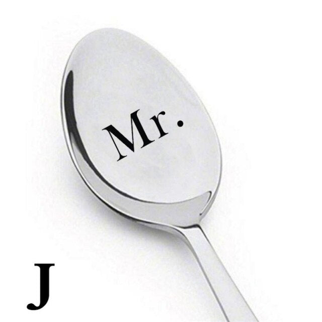 Párové lžičky s potiskem Mr. a Mrs.