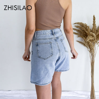 Dámské dlouhé denim kraťasy