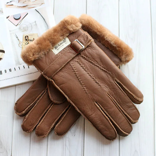 Pánské teplé kožené rukavice