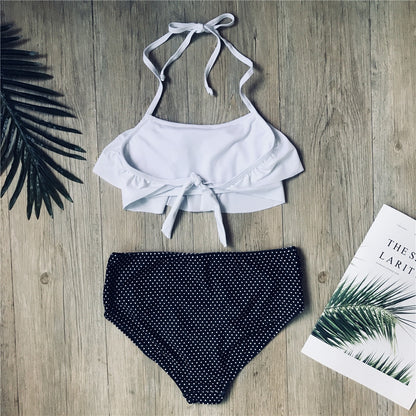 Dívčí bikiny s volánky a vzorem