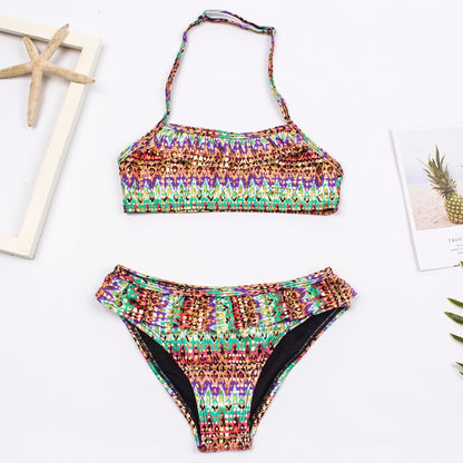 Dívčí bikiny s volánky a vzorem